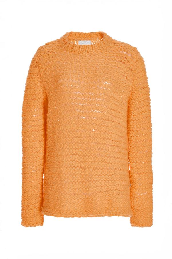 gabriela hearst Larenzo Knit Sweater in Fluorescent Orange Welfat Cashmere