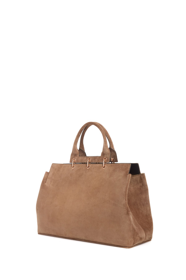 Gabriela Hearst Large Amethyst Bag In Dark Sand Suede