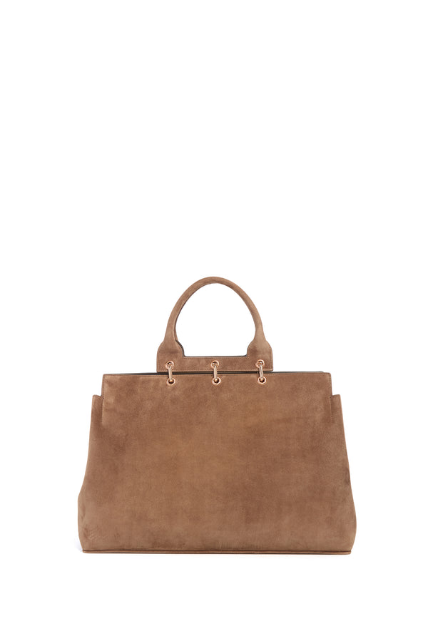 gabriela hearst Large Amethyst Bag in Dark Sand Suede