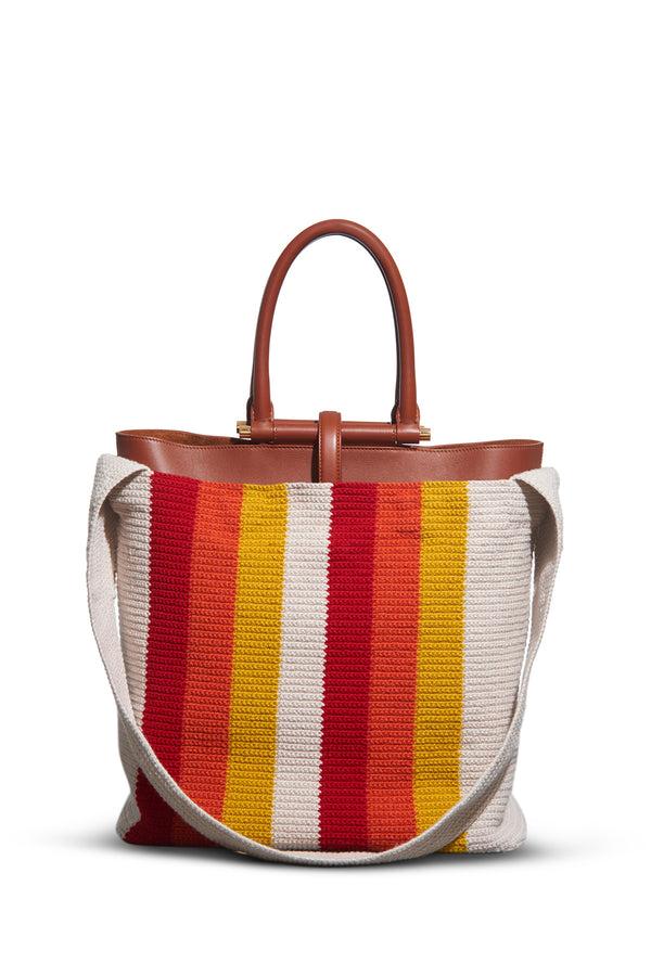 Gabriela Hearst Large Crossover Knit Bag In Red Orange & Yellow Cashmere