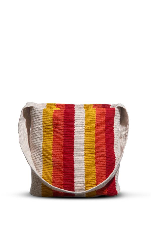 Gabriela Hearst Large Crossover Knit Bag In Red Orange & Yellow Cashmere