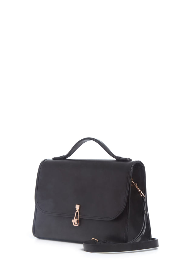 Gabriela Hearst Large Leonora Flap Bag In Black Leather