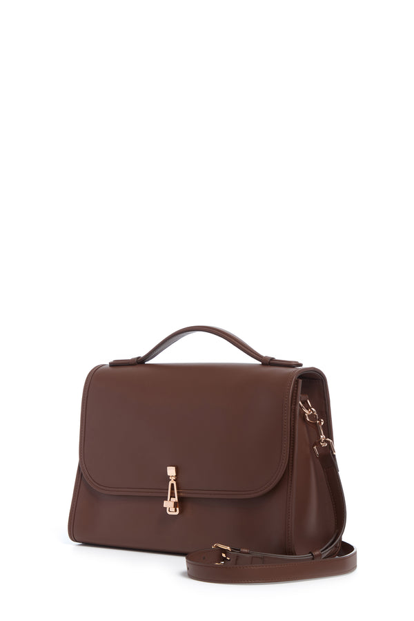 Gabriela Hearst Large Leonora Flap Bag In Chocolate Leather