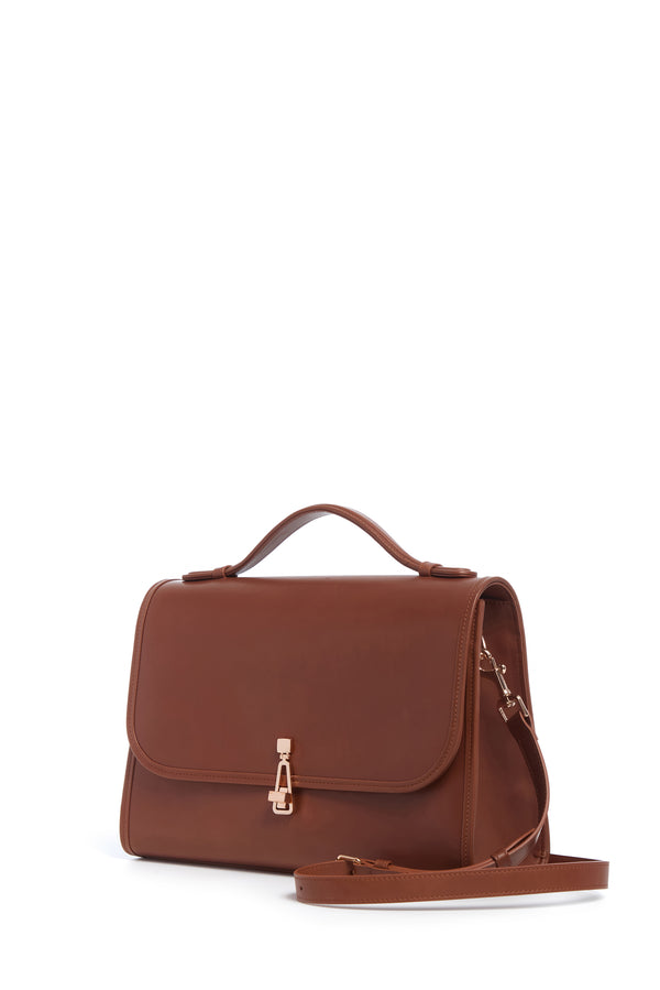 Gabriela Hearst Large Leonora Flap Bag In Cognac Leather