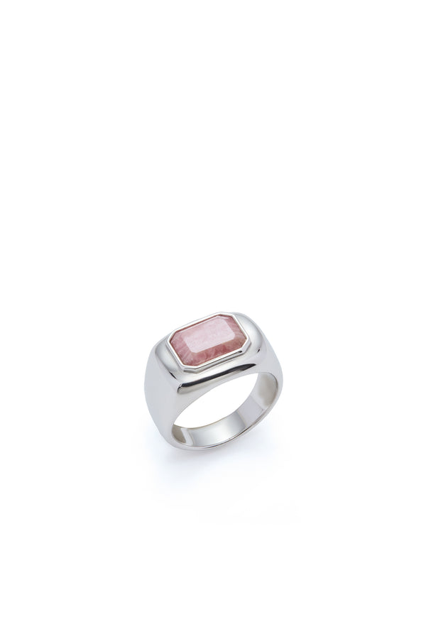gabriela hearst Large Ring in 18K White Gold & Pink Marble Stone