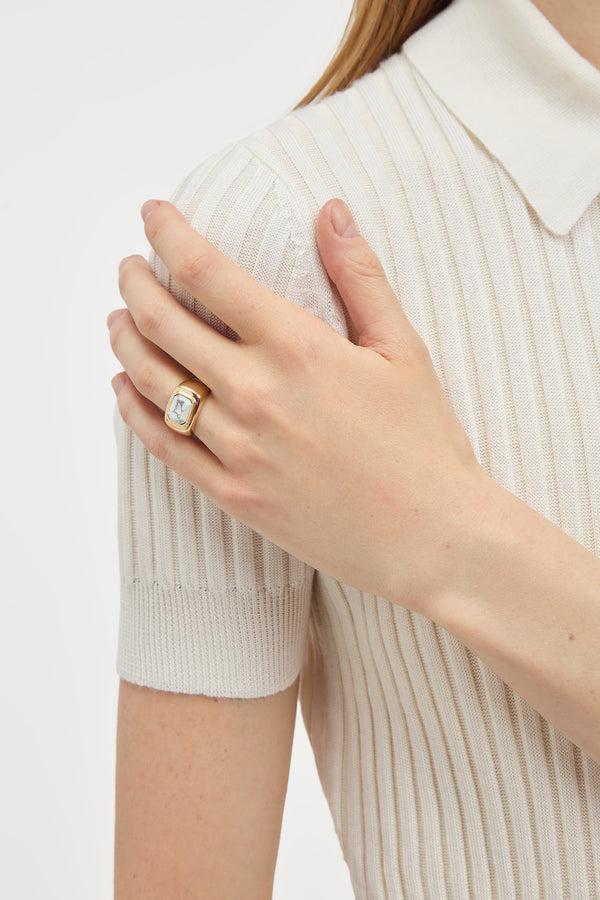 Gabriela Hearst Large Ring In 18K Yellow Gold & Howlite Stone