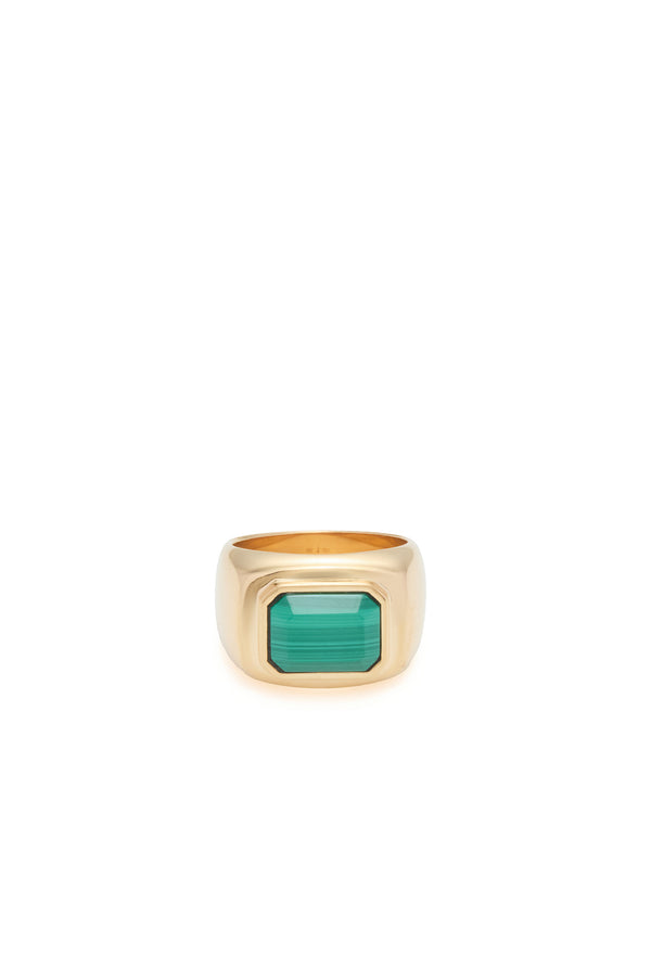 Gabriela Hearst Large Ring In 18K Yellow Gold & Malachite Stone