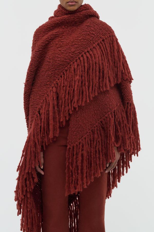 Gabriela Hearst Lauren Knit Wrap In Burnt Sienna Welfat Cashmere