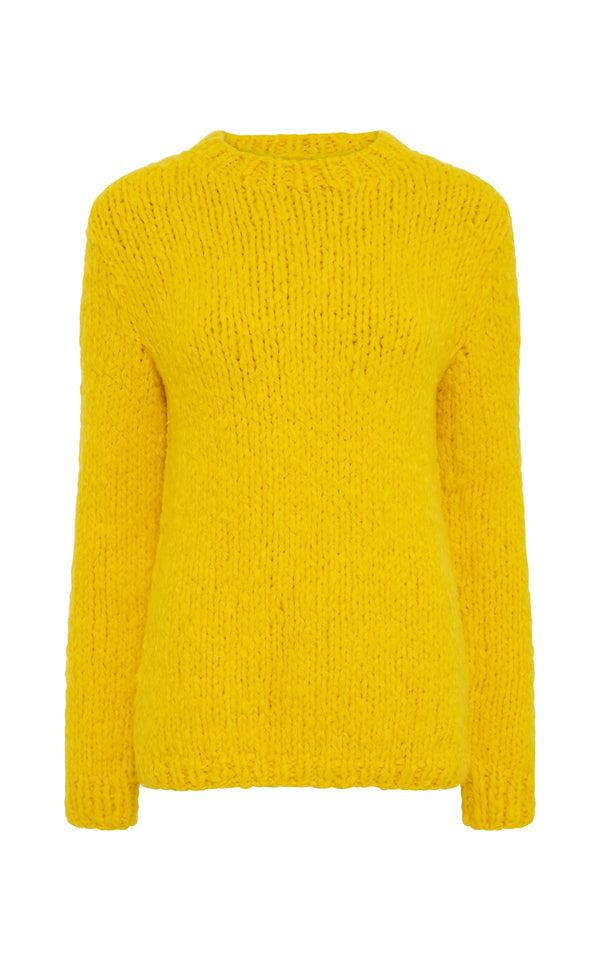gabriela hearst Lawrence Knit Sweater in Cadmium Yellow Welfat Cashmere