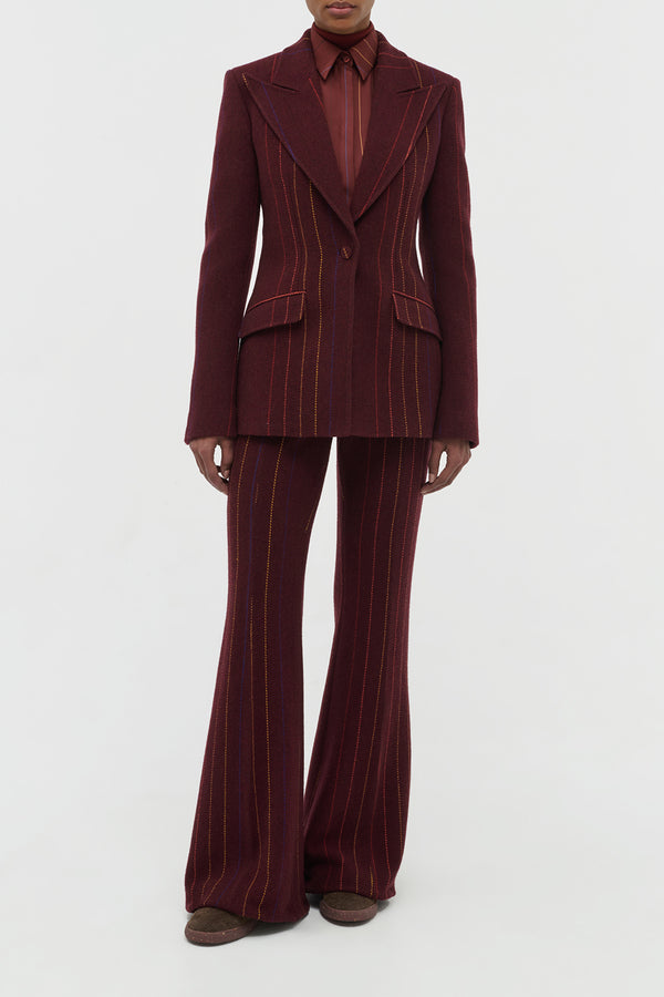Gabriela Hearst Leiva Blazer In Burnt Sienna Multi Pinstripe Wool Cashmere