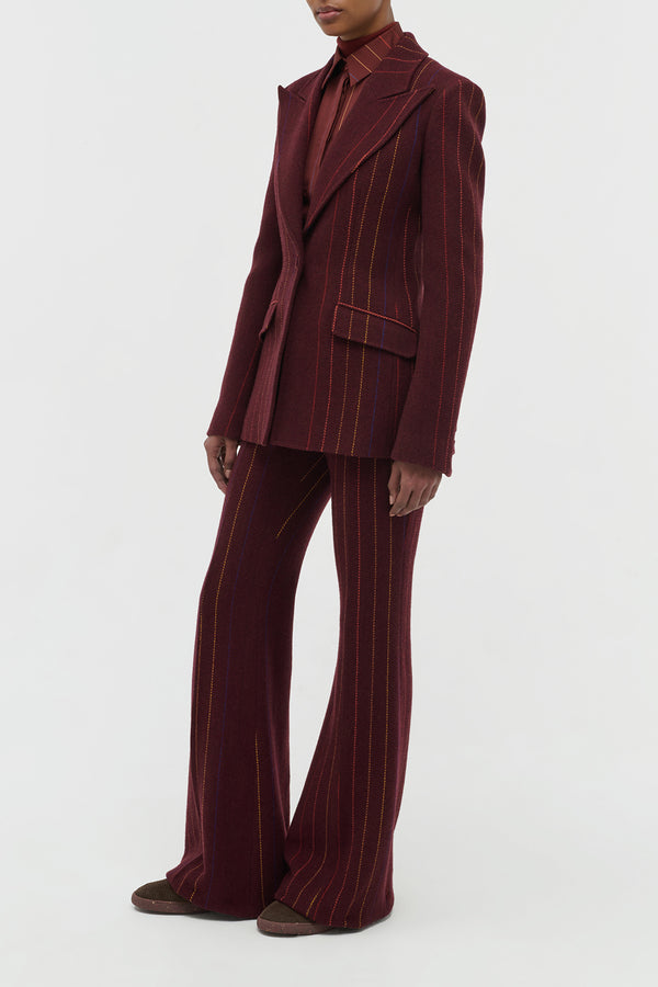 Gabriela Hearst Leiva Blazer In Burnt Sienna Multi Pinstripe Wool Cashmere