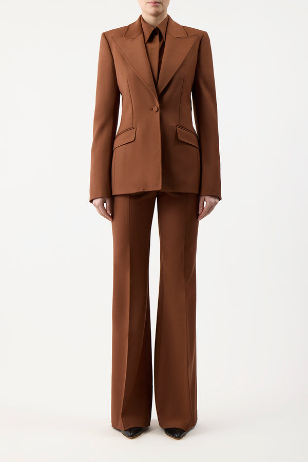 Gabriela Hearst Leiva Blazer In Cognac Sportswear Wool