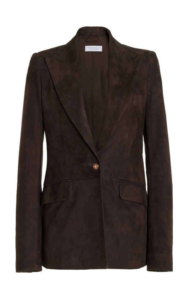 Gabriela Hearst Leiva Blazer In Dark Chocolate Suede