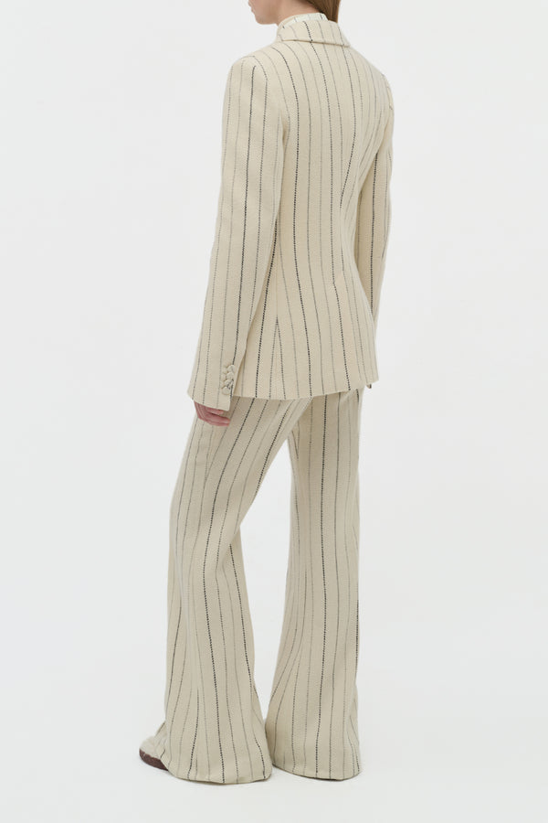 Gabriela Hearst Leiva Blazer In Ivory Multi Pinstripe Wool Cashmere