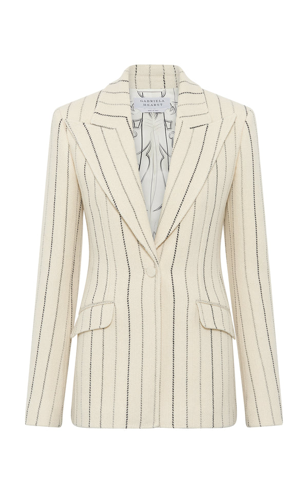 Gabriela Hearst Leiva Blazer In Ivory Multi Pinstripe Wool Cashmere