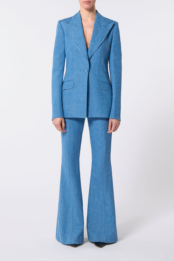 Gabriela Hearst Leiva Blazer In Light Blue Recycled Cotton Linen Denim