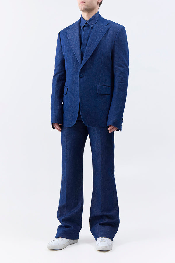 Gabriela Hearst Leiva Blazer In Recycled Cotton Linen Denim