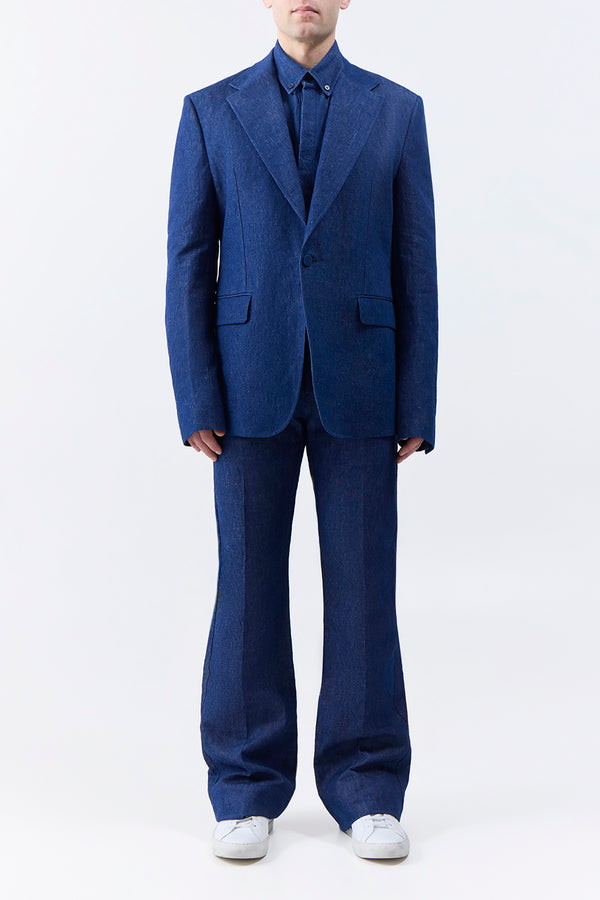 Gabriela Hearst Leiva Blazer In Recycled Cotton Linen Denim