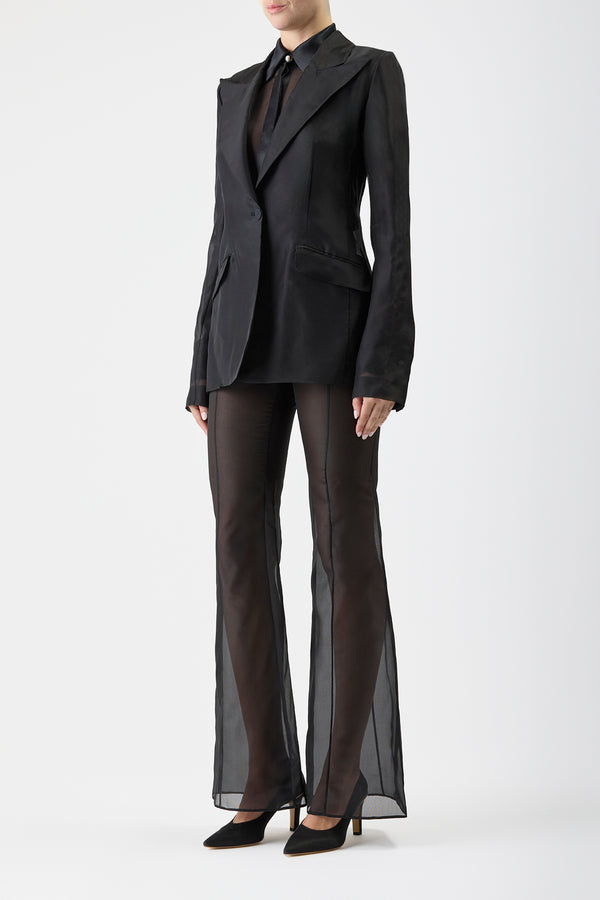 Gabriela Hearst Leiva Sheer Blazer In Black Silk Organza