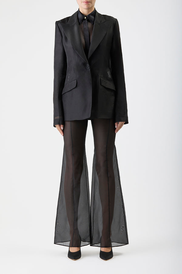 Gabriela Hearst Leiva Sheer Blazer In Black Silk Organza
