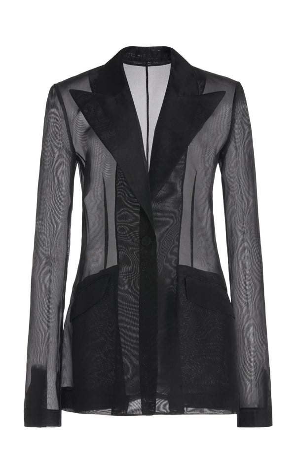 gabriela hearst Leiva Sheer Blazer in Black Silk Organza