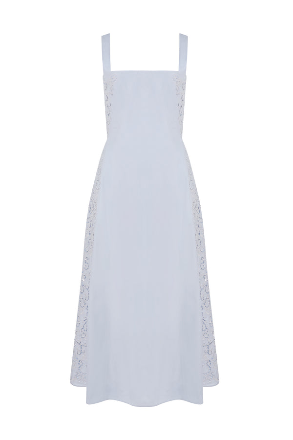 gabriela hearst Lenya Lace Midi Dress in Light Blue Sea Island Cotton