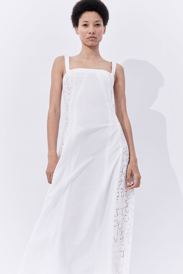 Gabriela Hearst Lenya Lace Midi Dress In White Sea Island Cotton