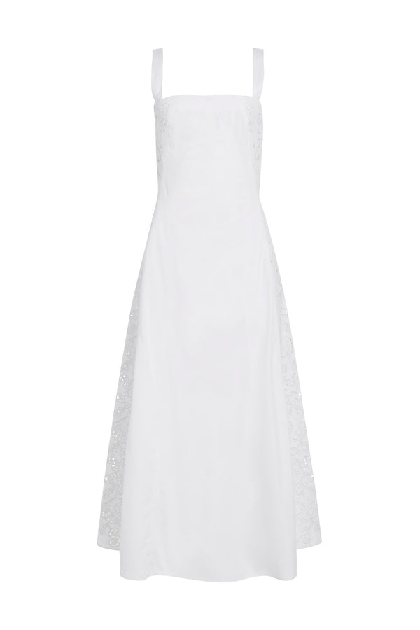 gabriela hearst Lenya Lace Midi Dress in White Sea Island Cotton