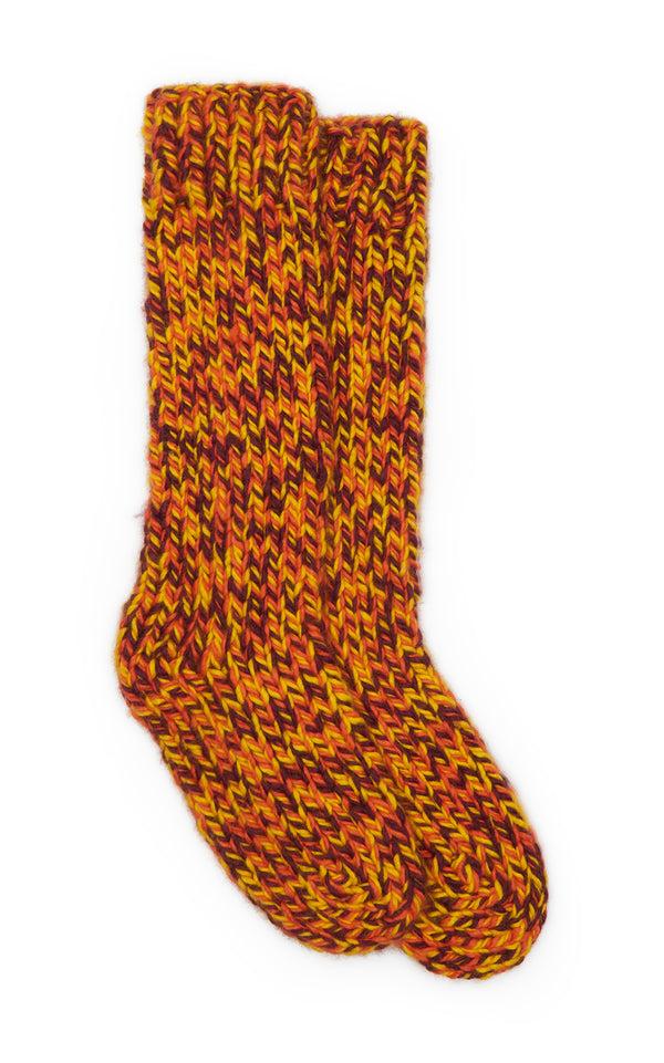 gabriela hearst Leto Knit Socks in Cadmium Yellow Spice & Bordeaux Cashmere