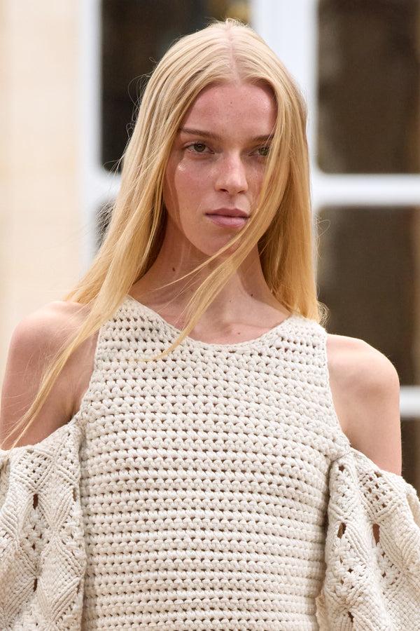 Gabriela Hearst Levana Fringe Crochet Maxi Dress In Ivory Cashmere