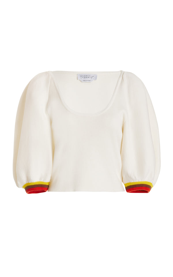 gabriela hearst Lia Knit Top in Ivory Multi Merino Wool