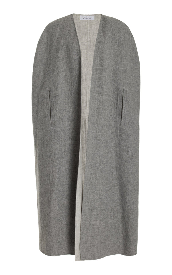 Gabriela Hearst Lindlow Cape In Light Grey Melange Cashmere Linen
