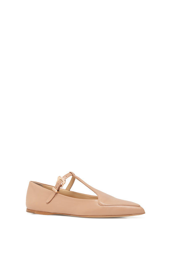 Gabriela Hearst Liv Ballerina Flat Shoe In Nude Nappa Leather