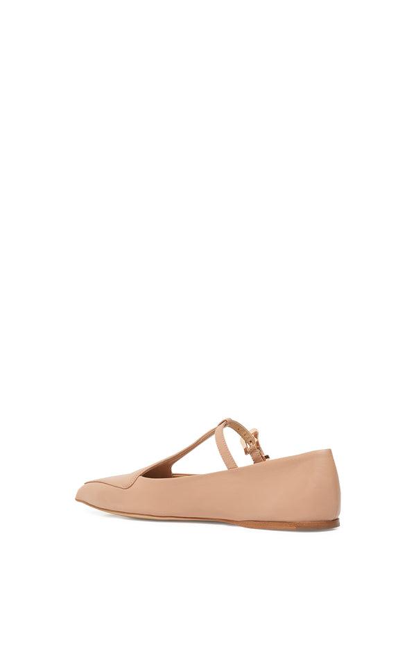 Gabriela Hearst Liv Ballerina Flat Shoe In Nude Nappa Leather