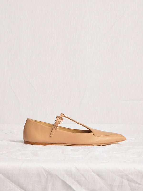 Gabriela Hearst Liv Ballerina Flat Shoe In Nude Nappa Leather