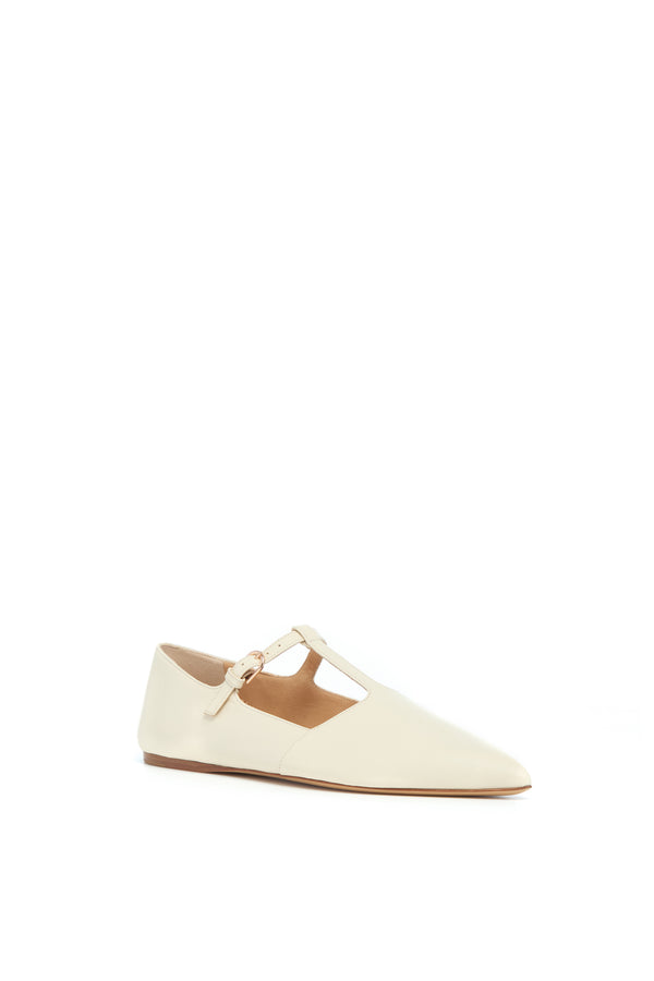 Gabriela Hearst Lola Ballerina Flat Shoe In Cream Nappa Leather