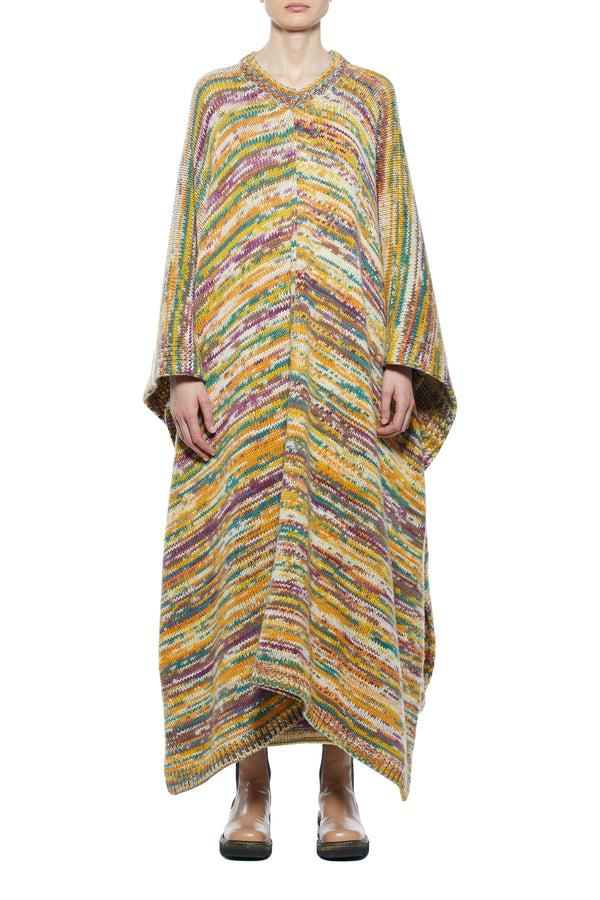 Gabriela Hearst Lopez Knit Poncho In Petrol Multi Cashmere