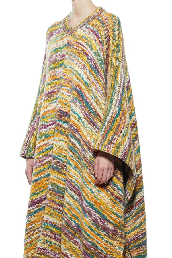 Gabriela Hearst Lopez Knit Poncho In Petrol Multi Cashmere