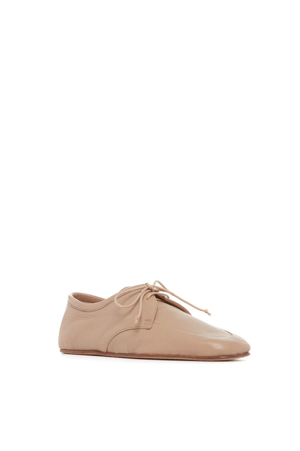 Gabriela Hearst Luca Flat Shoe In Dark Camel Textured Leather