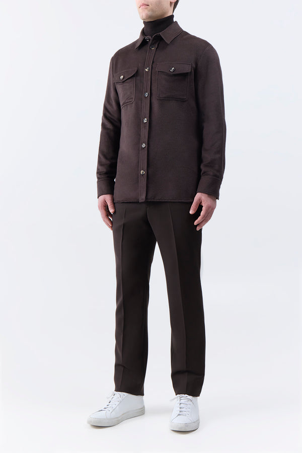 Gabriela Hearst Lucas Overshirt In Chocolate Winter Silk
