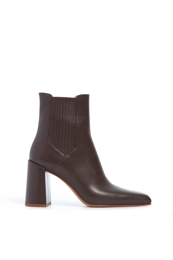 Gabriela Hearst Luke High Heel Ankle Boot In Chocolate Leather