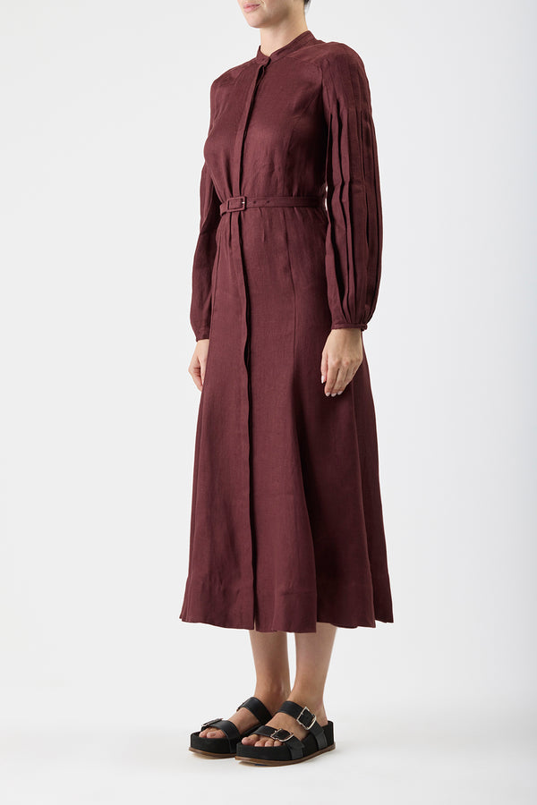 Gabriela Hearst Lydia Maxi Dress With Slip In Deep Bordeaux Linen