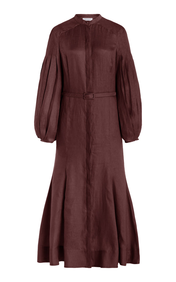 gabriela hearst Lydia Maxi Dress with Slip in Deep Bordeaux Linen