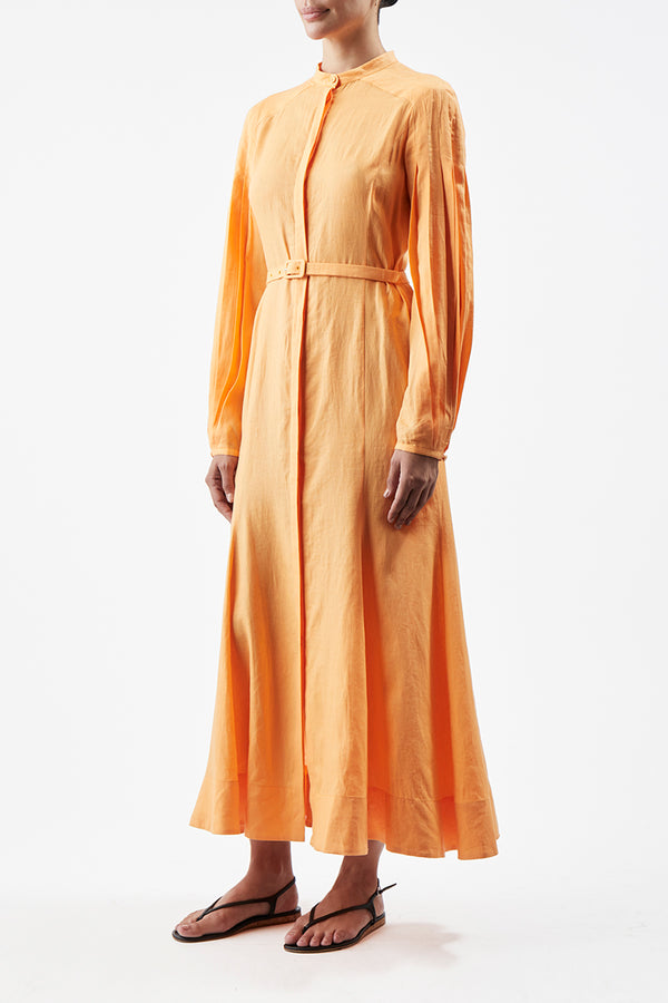 Gabriela Hearst Lydia Maxi Dress With Slip In Fluorescent Orange Aloe Linen