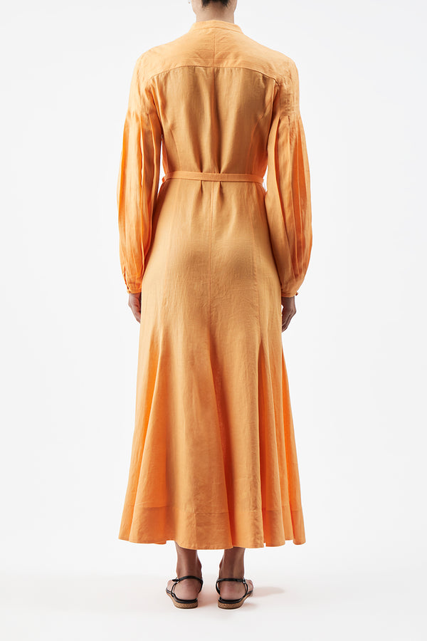Gabriela Hearst Lydia Maxi Dress With Slip In Fluorescent Orange Aloe Linen