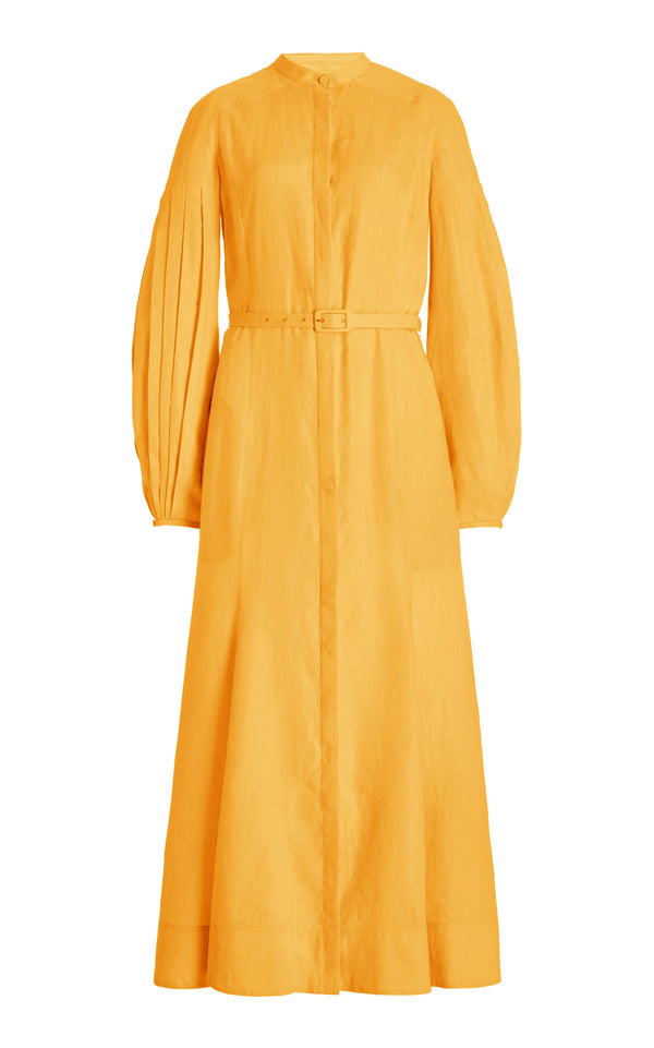 gabriela hearst Lydia Maxi Dress with Slip in Fluorescent Orange Aloe Linen