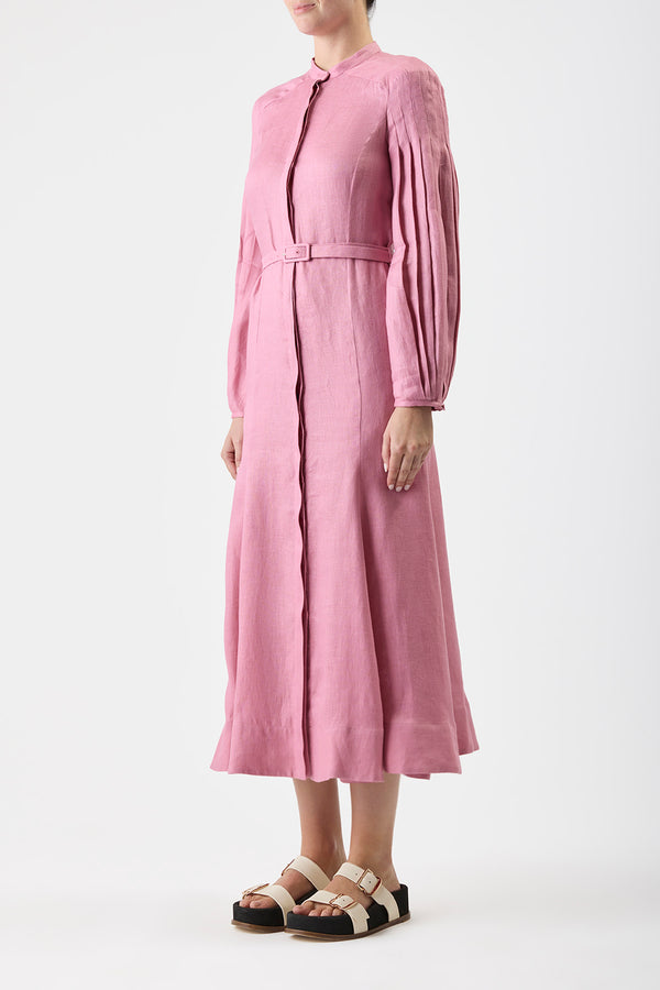 Gabriela Hearst Lydia Maxi Dress With Slip In Rose Quartz Linen