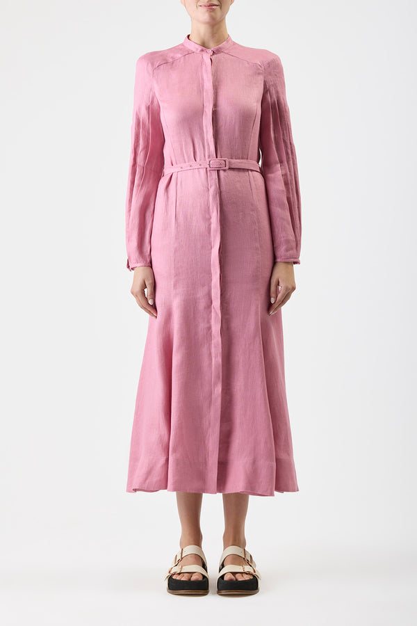 Gabriela Hearst Lydia Maxi Dress With Slip In Rose Quartz Linen