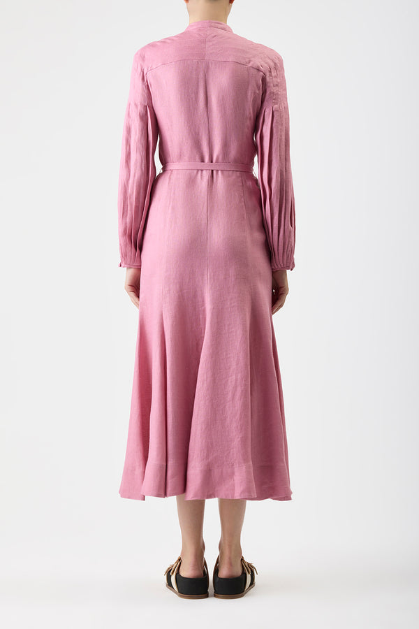 Gabriela Hearst Lydia Maxi Dress With Slip In Rose Quartz Linen