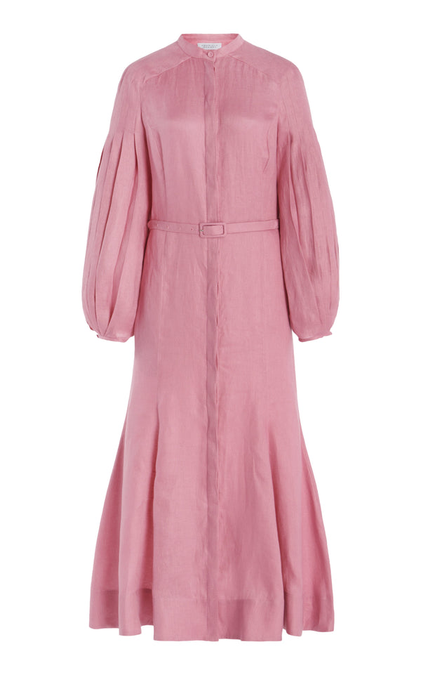 gabriela hearst Lydia Maxi Dress with Slip in Rose Quartz Linen